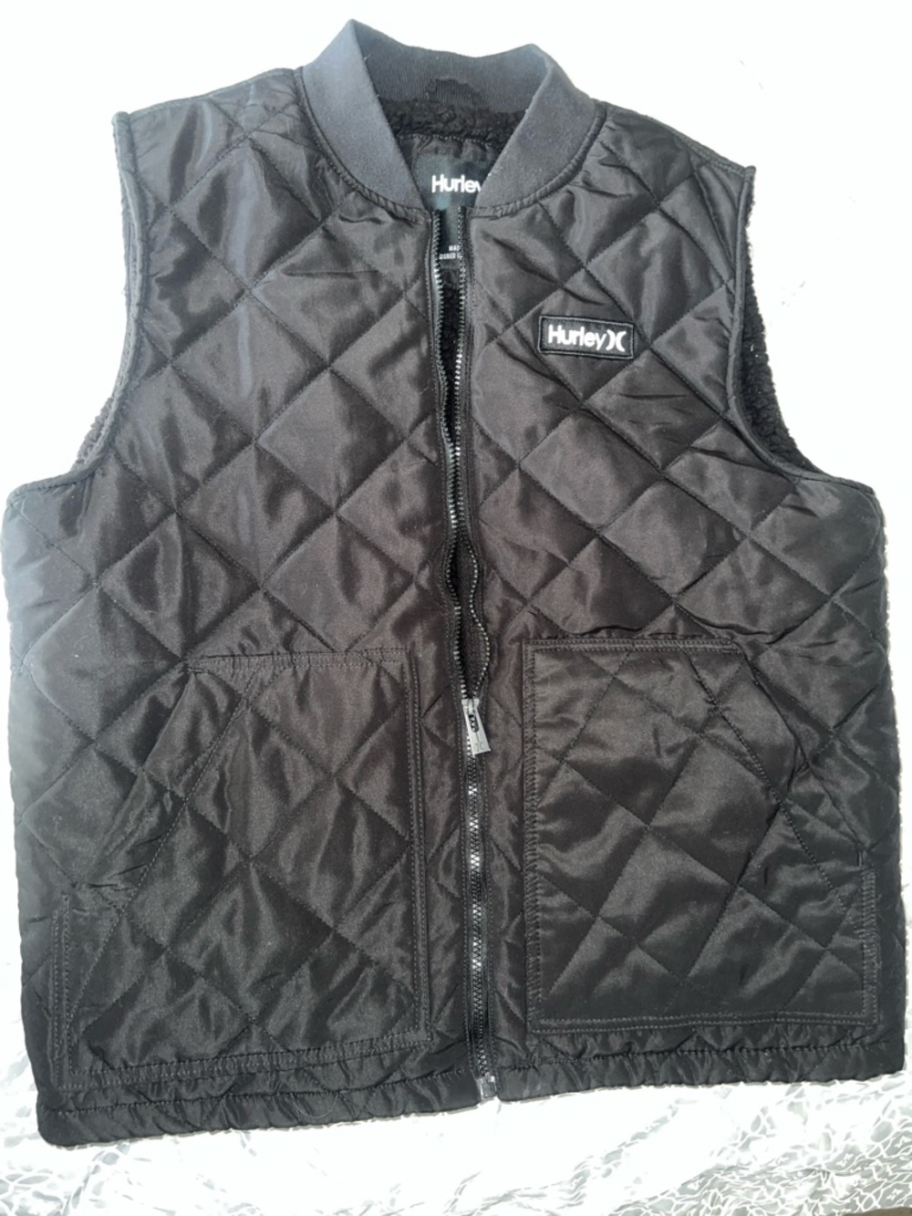 Hurley Black Quilted Sherpa-Lined Vest